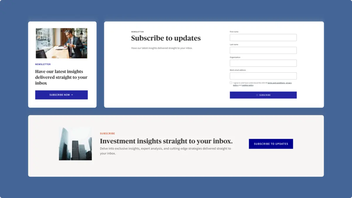 Three newsletter subscription modules for Investment Institute insights
